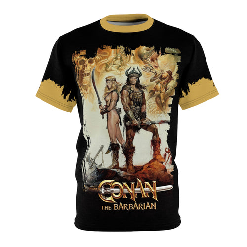 T-shirt with 'Conan the Barbarian' graphic design on a white background