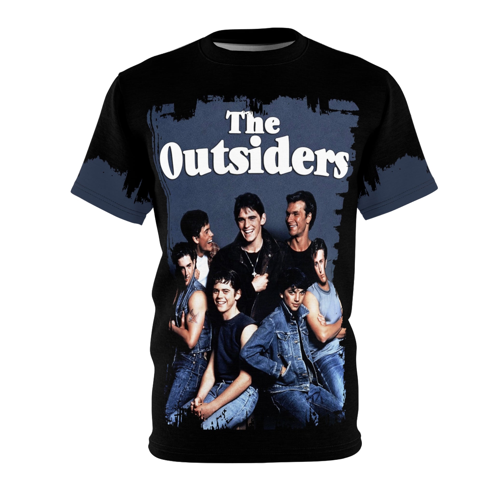 T-shirt with 'The Outsiders movie' graphic design on a white background