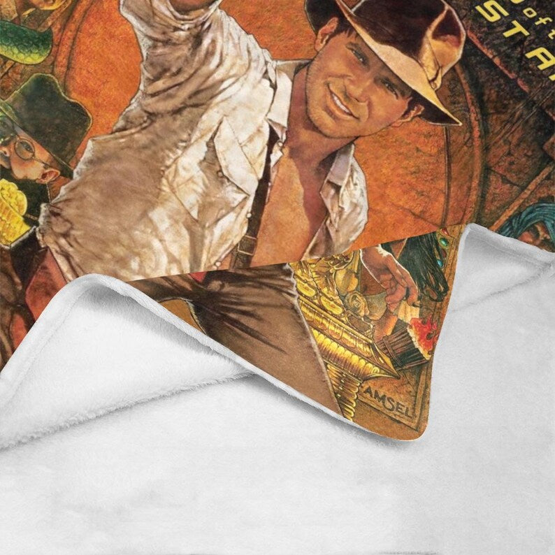 Indiana Jones Raiders of the Lost Ark 1981 Blanket Vintage Style & Fortune and Glory Comfort