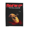 Friday the 13th blanket with Jason mask design, ultra-soft polyester, vibrant prints, perfect for horror fans, pets, kids, and adults.