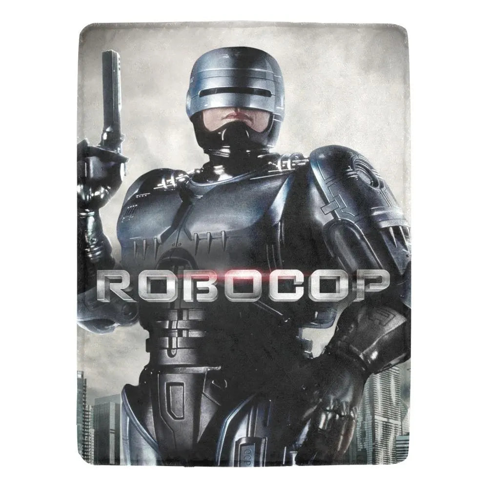 RoboCop character holding a gun with 'Robocop' text on a gray background