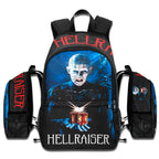 Hellraiser Pinhead horror movie backpack with 1987 film art, laptop compartment, and all-over print design