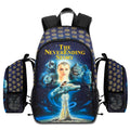 The NeverEnding Story 1984 movie backpack with Falkor and Auryn art, laptop compartment, and 1200D nylon design.