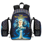 The NeverEnding Story 1984 movie backpack with Falkor and Auryn art, laptop compartment, and 1200D nylon design.