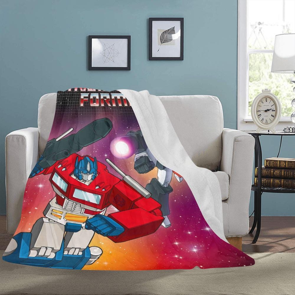 The Transformers 1984 Cartoon Series Vintage Style Ultra-Soft Micro Fleece Blanket