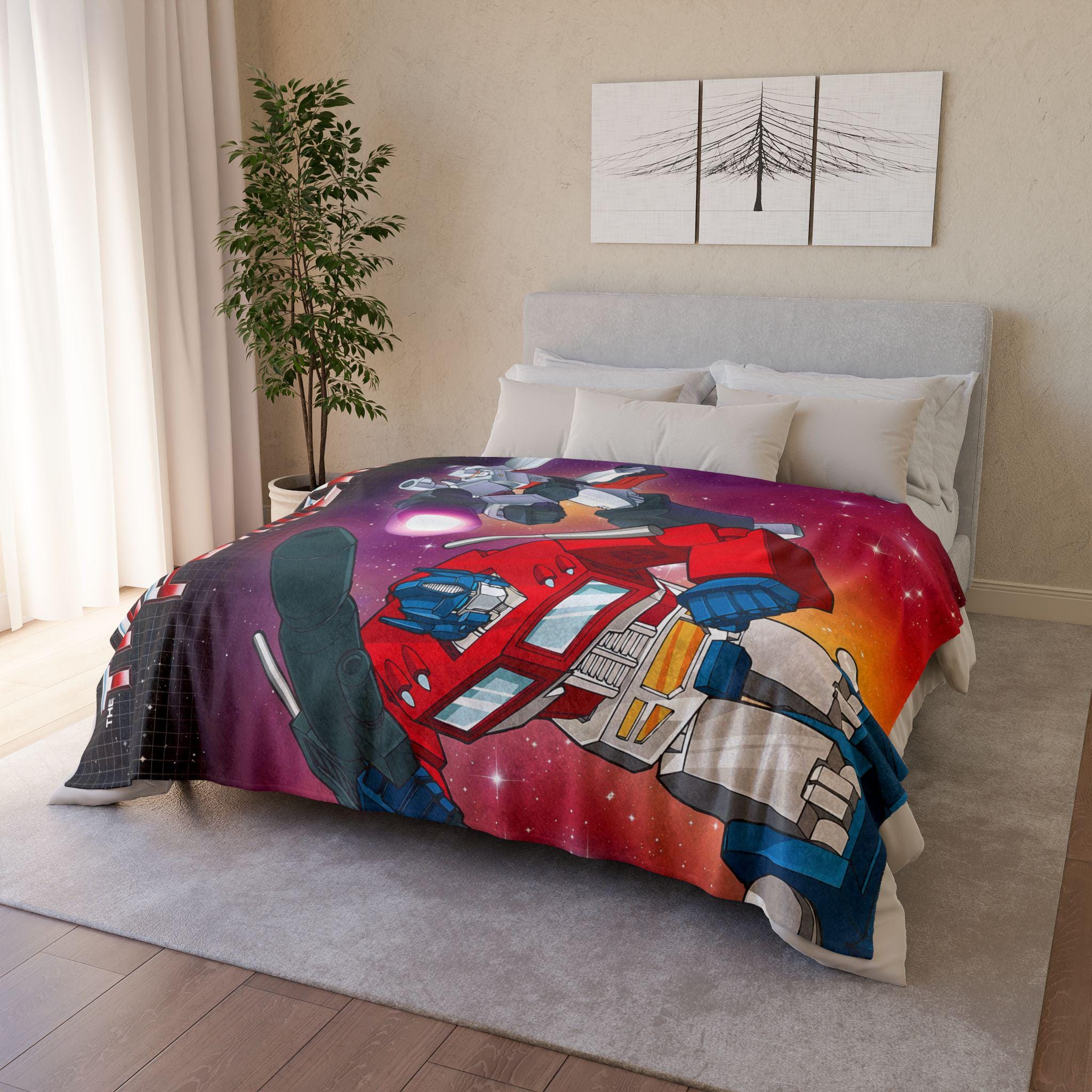 The Transformers 1984 Cartoon Series Vintage Style Ultra-Soft Micro Fleece Blanket