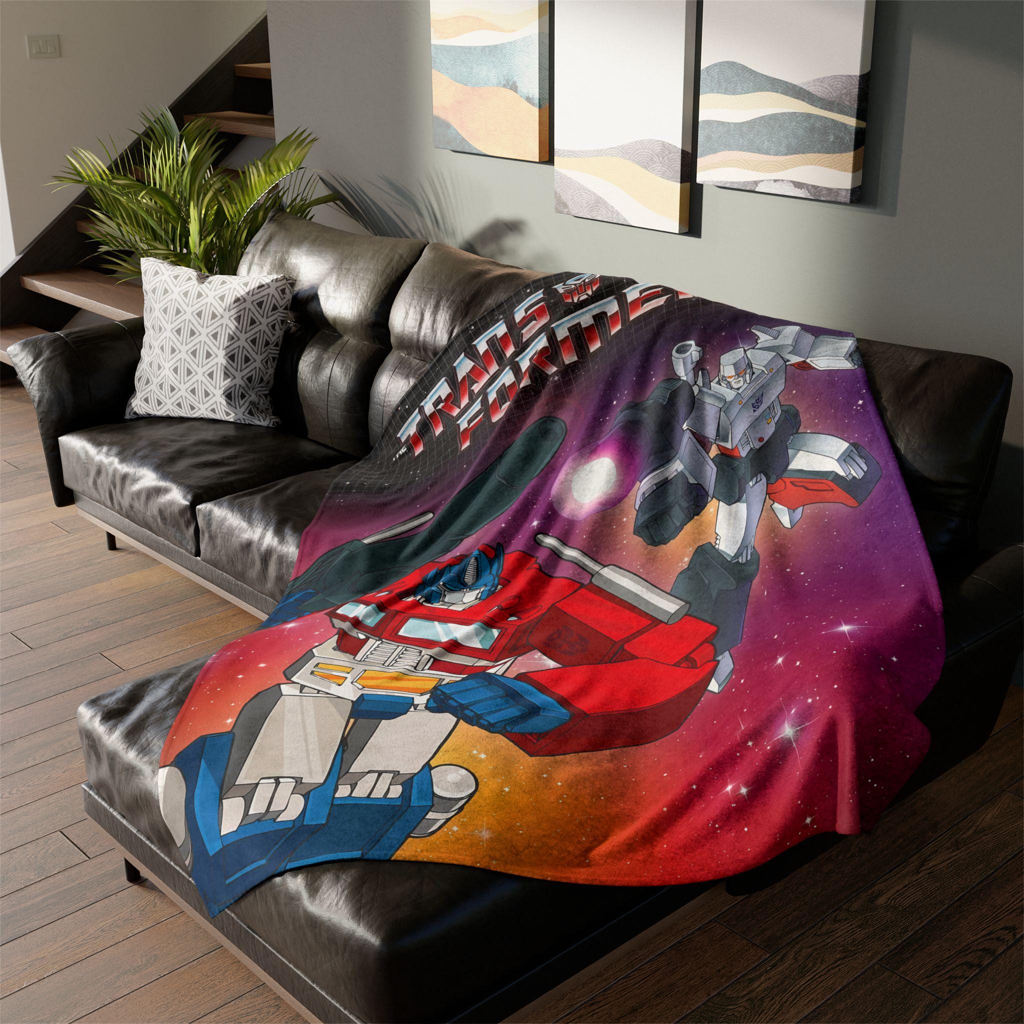 The Transformers 1984 Cartoon Series Vintage Style Ultra-Soft Micro Fleece Blanket