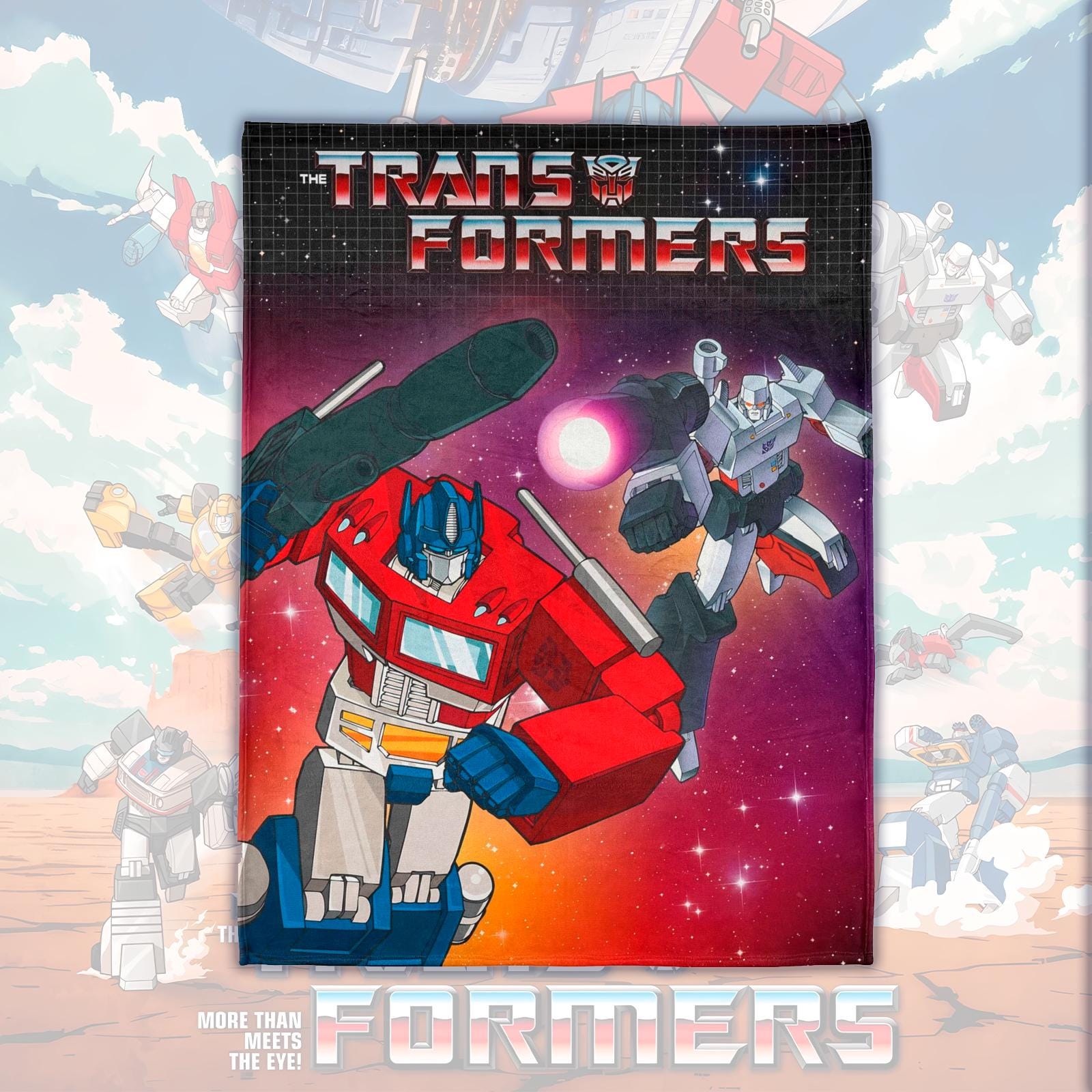 The Transformers 1984 Cartoon Series Vintage Style Ultra-Soft Micro Fleece Blanket