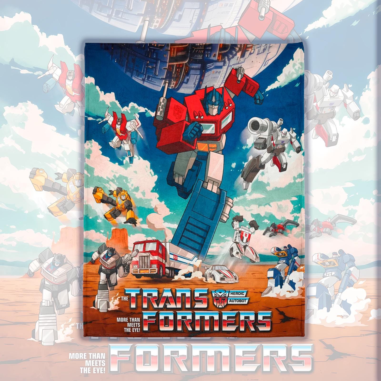 The Transformers 1984 Cartoon Series Vintage Style Ultra-Soft Micro Fleece Blanket