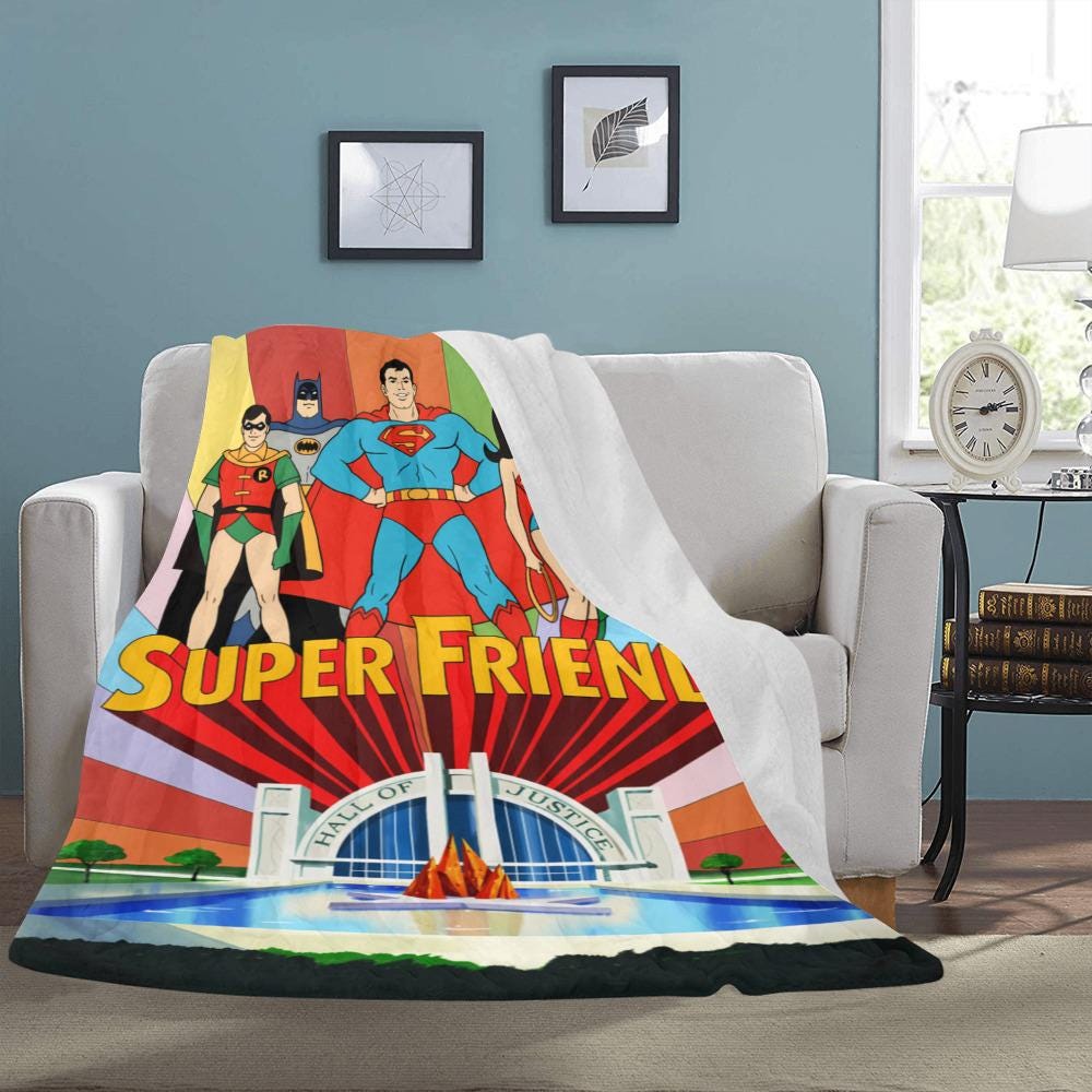 Super Friends 1973 TV Series Vintage Style Ultra-Soft Micro Fleece Blanket