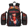 The Terminator 1984 movie backpack with T-800 Arnold Schwarzenegger art, laptop sleeve, and 1200D nylon design.