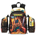 The Goonies 1985 movie backpack with One-Eyed Willy poster art, laptop compartment, and 1200D nylon design.