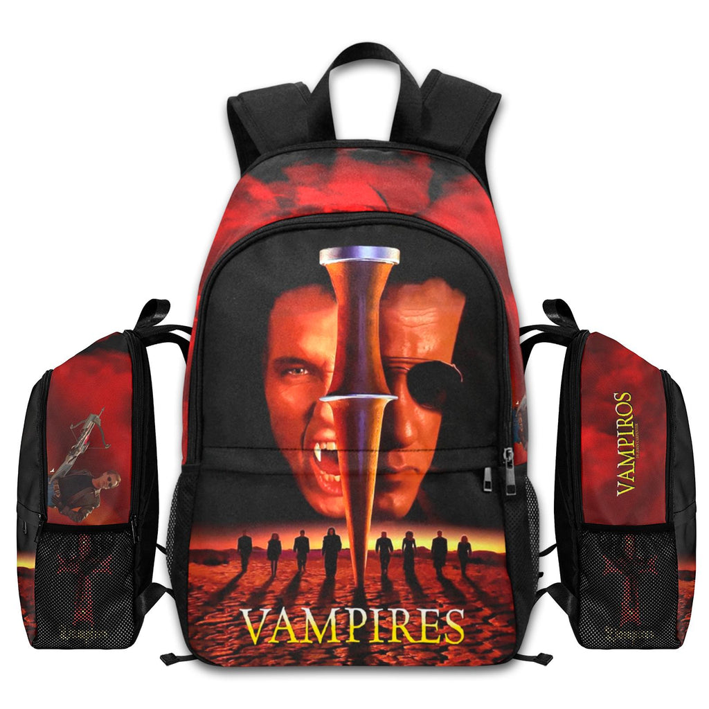John Carpenter's Vampires 1998 horror movie backpack with Jack Crow poster art, laptop sleeve, and 1200D nylon design.