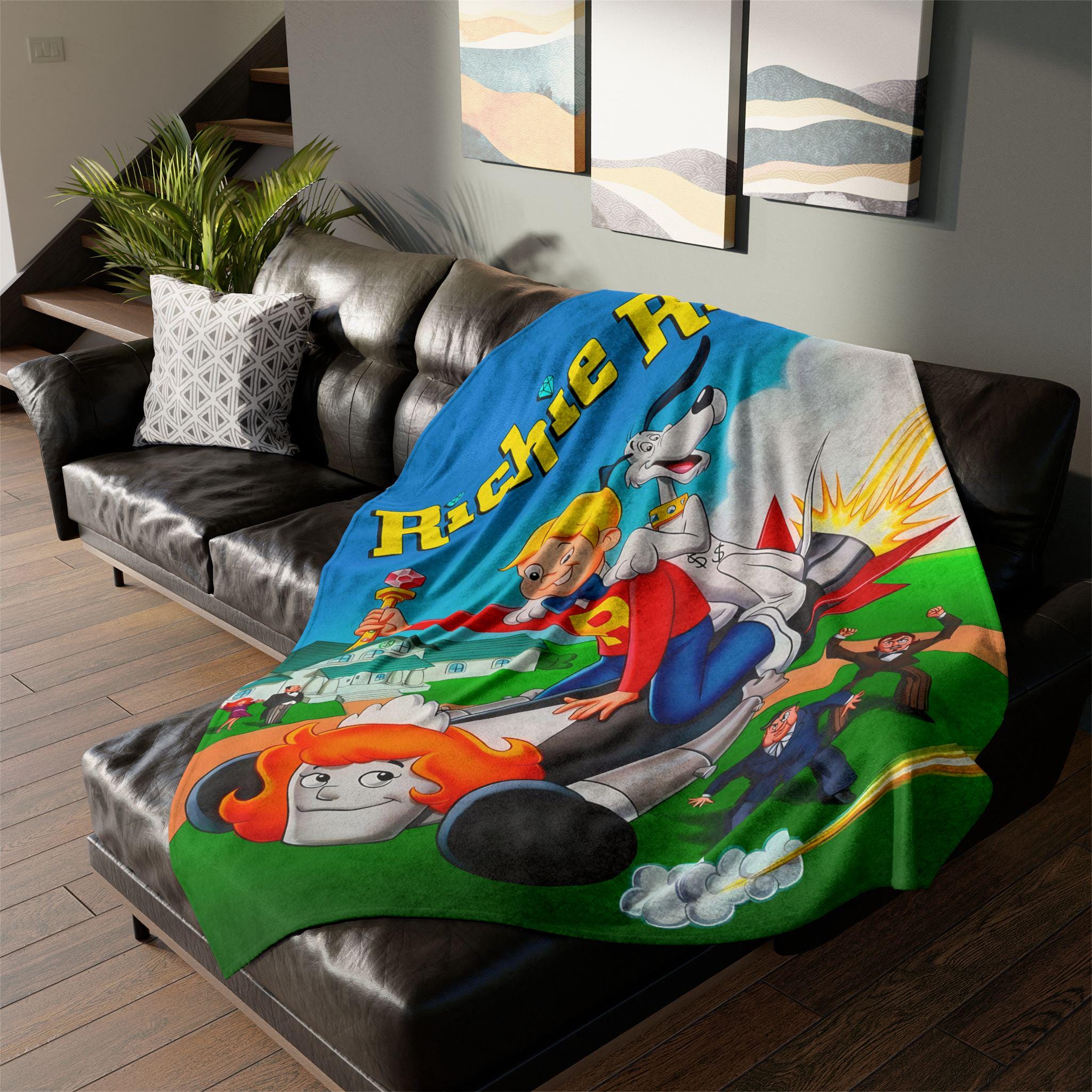 Richie Rich 1980 Cartoon Series Vintage Style Ultra-Soft Micro Fleece Blanket