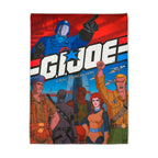 G.I. Joe blanket with patriotic retro design, ultra-soft polyester, vibrant prints, perfect for fans, kids, and adults who love 80s nostalgia.