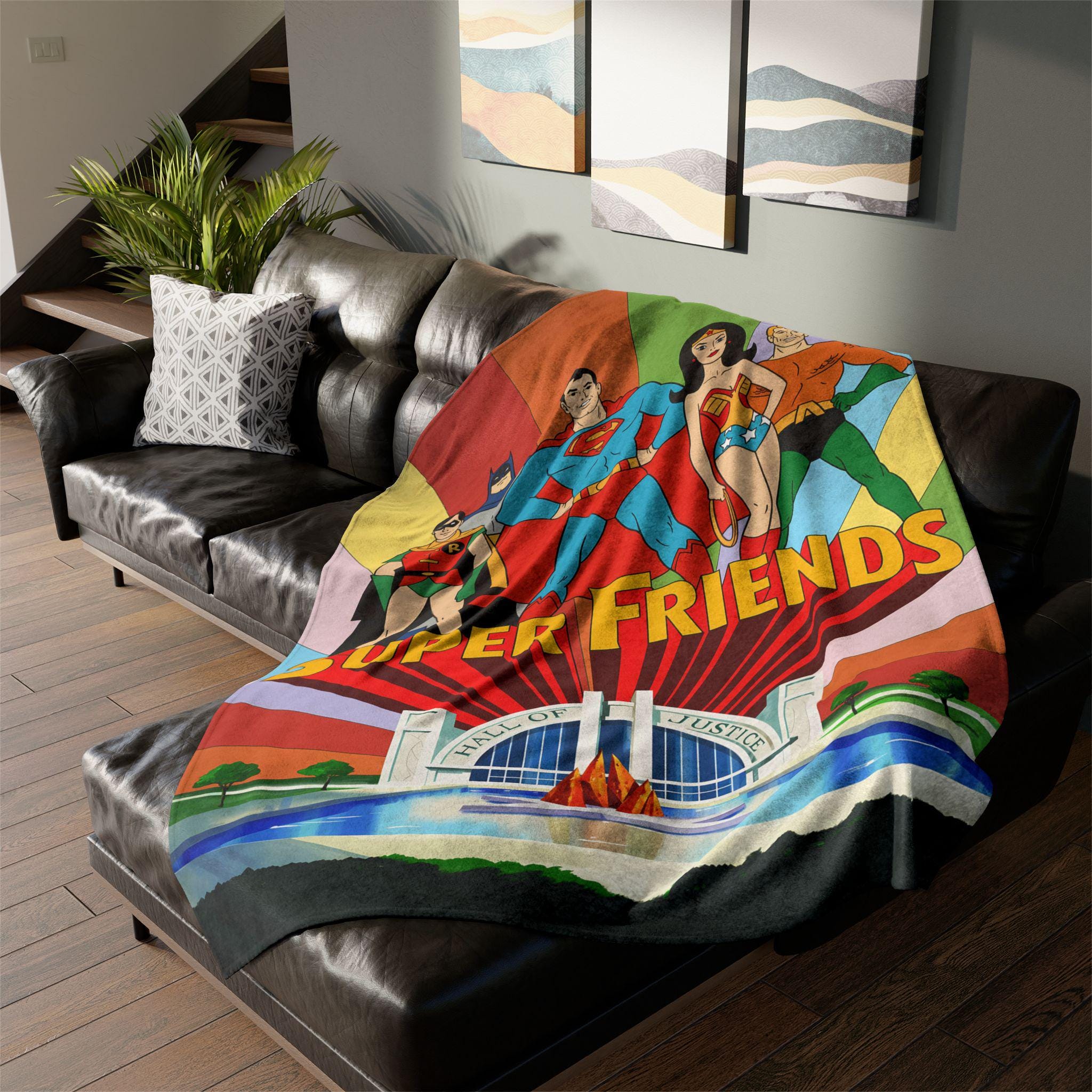 Super Friends 1973 TV Series Vintage Style Ultra-Soft Micro Fleece Blanket